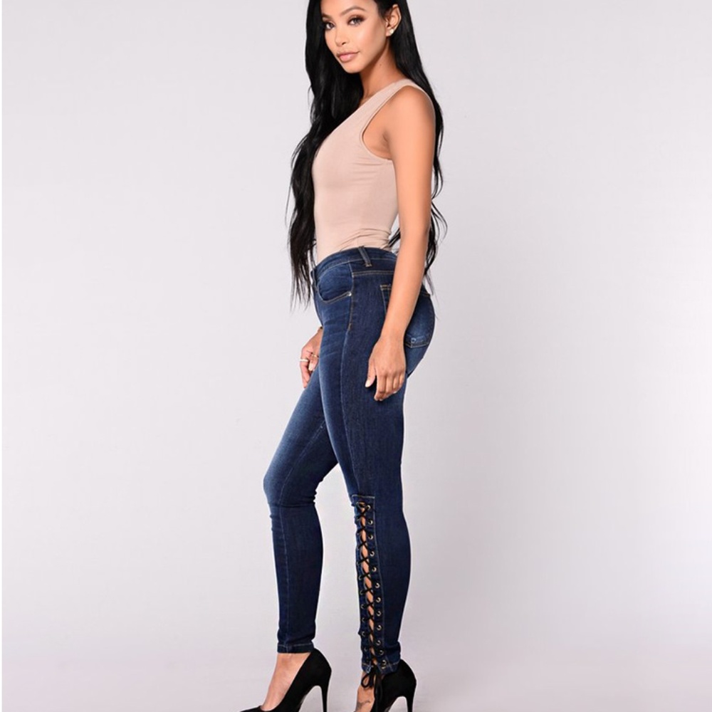 2FOR$30 - NWOT Dark Denim Pencil Jeggings w/Lace Up Ankles, XL